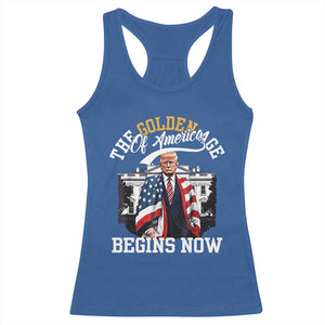 Trump 2025 Racerback Tank Top The Golden Age Of America Begins Right Now 47th President TS02 Royal Blue Print Your Wear