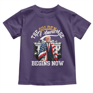 Trump 2025 Toddler T Shirt The Golden Age Of America Begins Right Now 47th President TS02 Purple Print Your Wear