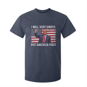 Trump 2025 T Shirt For Kid The Golden Age Of America Begins Right Now American Flag TS02 Navy Print Your Wear