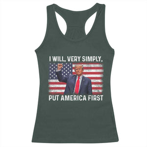 Trump 2025 Racerback Tank Top The Golden Age Of America Begins Right Now American Flag TS02 Dark Forest Green Print Your Wear