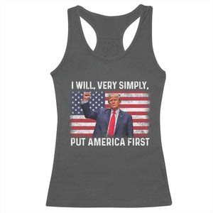 Trump 2025 Racerback Tank Top The Golden Age Of America Begins Right Now American Flag TS02 Dark Heather Print Your Wear