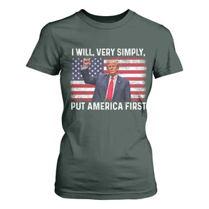 Trump 2025 T Shirt For Women The Golden Age Of America Begins Right Now American Flag TS02 Dark Forest Green Print Your Wear