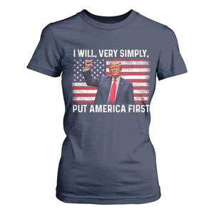 Trump 2025 T Shirt For Women The Golden Age Of America Begins Right Now American Flag TS02 Navy Print Your Wear