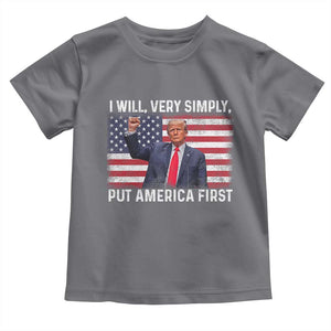 Trump 2025 Toddler T Shirt The Golden Age Of America Begins Right Now American Flag TS02 Charcoal Print Your Wear