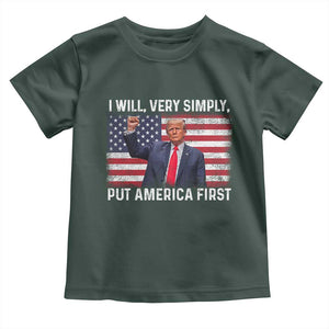 Trump 2025 Toddler T Shirt The Golden Age Of America Begins Right Now American Flag TS02 Dark Forest Green Print Your Wear