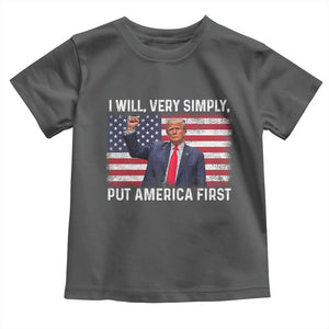 Trump 2025 Toddler T Shirt The Golden Age Of America Begins Right Now American Flag TS02 Dark Heather Print Your Wear