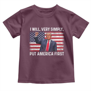Trump 2025 Toddler T Shirt The Golden Age Of America Begins Right Now American Flag TS02 Maroon Print Your Wear