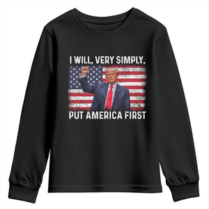 Trump 2025 Youth Sweatshirt The Golden Age Of America Begins Right Now American Flag TS02 Black Print Your Wear