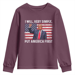 Trump 2025 Youth Sweatshirt The Golden Age Of America Begins Right Now American Flag TS02 Maroon Print Your Wear