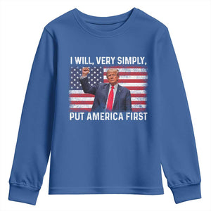 Trump 2025 Youth Sweatshirt The Golden Age Of America Begins Right Now American Flag TS02 Royal Blue Print Your Wear