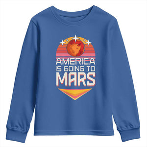 Trump 2025 Youth Sweatshirt America Is Going To Mars Funny USA Patriotic Party TS02 Royal Blue Print Your Wear