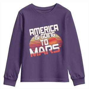 Trump 2025 Youth Sweatshirt America Is Going To Mars Funny USA Patriotic Retro TS02 Purple Print Your Wear