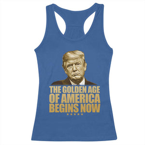 Trump 2025 Racerback Tank Top Golden Age Of America Begins Now Inauguration Speech TS02 Royal Blue Print Your Wear