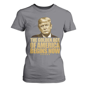Trump 2025 T Shirt For Women Golden Age Of America Begins Now Inauguration Speech TS02 Charcoal Print Your Wear