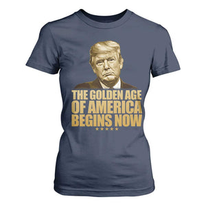 Trump 2025 T Shirt For Women Golden Age Of America Begins Now Inauguration Speech TS02 Navy Print Your Wear