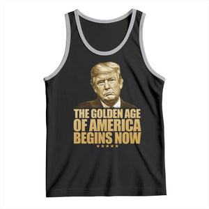 Trump 2025 Tank Top Golden Age Of America Begins Now Inauguration Speech TS02 Black Athletic Heather Print Your Wear