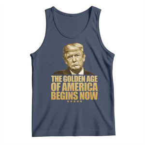 Trump 2025 Tank Top Golden Age Of America Begins Now Inauguration Speech TS02 Navy Print Your Wear