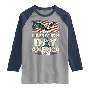 Trump 2025 Raglan Shirt Happy Liberation Day 2025 Trump January 20Th 2025 TS02 Sport Gray Navy Print Your Wear
