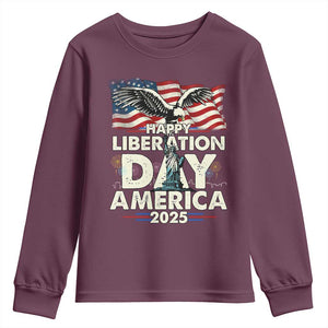 Trump 2025 Youth Sweatshirt Happy Liberation Day 2025 Trump January 20Th 2025 TS02 Maroon Print Your Wear