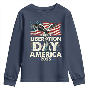 Trump 2025 Youth Sweatshirt Happy Liberation Day 2025 Trump January 20Th 2025 TS02 Navy Print Your Wear