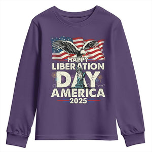 Trump 2025 Youth Sweatshirt Happy Liberation Day 2025 Trump January 20Th 2025 TS02 Purple Print Your Wear