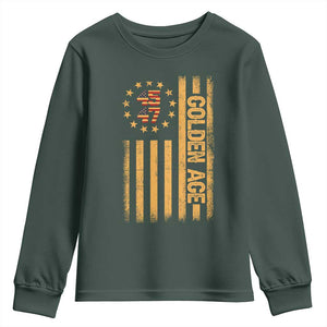 Trump 2025 Youth Sweatshirt New Golden Age Of America 47th President TS02 Dark Forest Green Print Your Wear