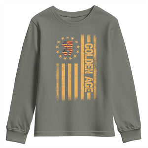 Trump 2025 Youth Sweatshirt New Golden Age Of America 47th President TS02 Military Green Print Your Wear