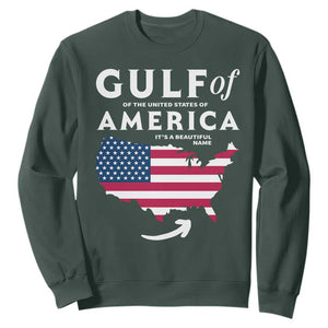 Trump America's Gulf Sweatshirt Gulf Of The Usa American Flag Pride Patriotic TS02 Dark Forest Green Print Your Wear