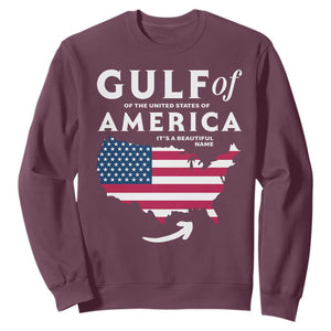 Trump America's Gulf Sweatshirt Gulf Of The Usa American Flag Pride Patriotic TS02 Maroon Print Your Wear