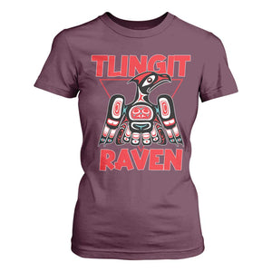 Tlingit Raven Totem T Shirt For Women Alaska Native Tribal Art Design TS02 Maroon Print Your Wear