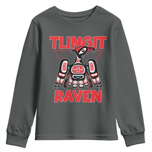 Tlingit Raven Totem Youth Sweatshirt Alaska Native Tribal Art Design TS02 Dark Heather Print Your Wear