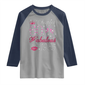 Chapter 60 Fabulous Raglan Shirt Sparkle Since 1965 60Th Birthday Gift For Women TS02 Sport Gray Navy Print Your Wear