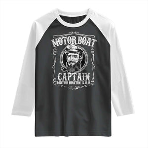 Motor Boat Captain Raglan Shirt Funny Boating Pontoon Party Motor Boatin Lake Life TS02 Black White Print Your Wear