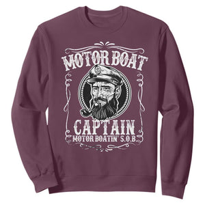Motor Boat Captain Sweatshirt Funny Boating Pontoon Party Motor Boatin Lake Life TS02 Maroon Print Your Wear