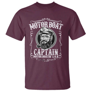 Motor Boat Captain T Shirt Funny Boating Pontoon Party Motor Boatin Lake Life TS02 Maroon Print Your Wear