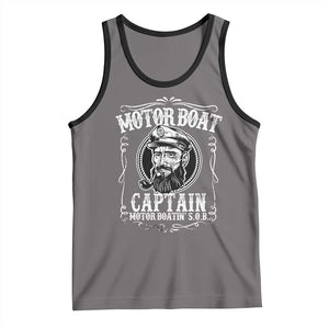 Motor Boat Captain Tank Top Funny Boating Pontoon Party Motor Boatin Lake Life TS02 Deep Heather Black Print Your Wear