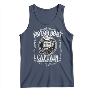 Motor Boat Captain Tank Top Funny Boating Pontoon Party Motor Boatin Lake Life TS02 Navy Print Your Wear