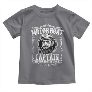 Motor Boat Captain Toddler T Shirt Funny Boating Pontoon Party Motor Boatin Lake Life TS02 Charcoal Print Your Wear