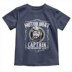 Motor Boat Captain Toddler T Shirt Funny Boating Pontoon Party Motor Boatin Lake Life TS02 Navy Print Your Wear