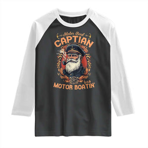 Funny Motor Boat Captain Raglan Shirt Pontoon SOB Motor Boating Vintage TS02 Black White Print Your Wear