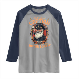 Funny Motor Boat Captain Raglan Shirt Pontoon SOB Motor Boating Vintage TS02 Sport Gray Navy Print Your Wear