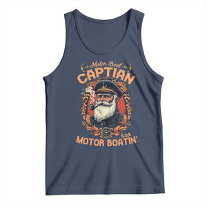 Funny Motor Boat Captain Tank Top Pontoon SOB Motor Boating Vintage TS02 Navy Print Your Wear