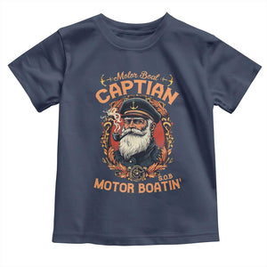 Funny Motor Boat Captain Toddler T Shirt Pontoon SOB Motor Boating Vintage TS02 Navy Print Your Wear