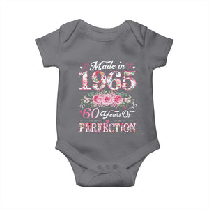 Happy 60th Birthday Floral Baby Onesie Made In 1965 60 Years of Perfection TS02 Charcoal Print Your Wear