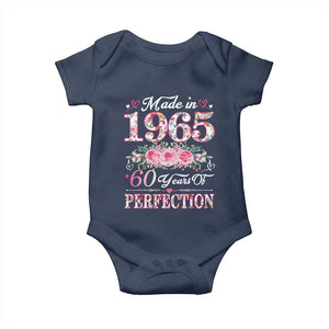 Happy 60th Birthday Floral Baby Onesie Made In 1965 60 Years of Perfection TS02 Navy Print Your Wear