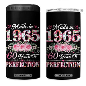 Happy 60th Birthday Floral 4 in 1 Can Cooler Tumbler Made In 1965 60 Years of Perfection TS02 One Size: 16 oz Black Print Your Wear