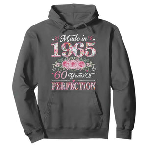 Happy 60th Birthday Floral Hoodie Made In 1965 60 Years of Perfection TS02 Dark Heather Print Your Wear