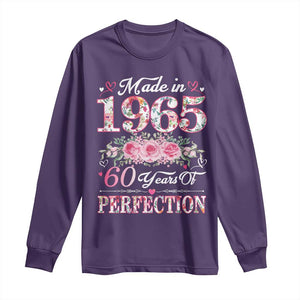 Happy 60th Birthday Floral Long Sleeve Shirt Made In 1965 60 Years of Perfection TS02 Purple Print Your Wear