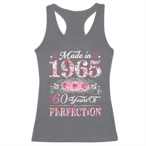 Happy 60th Birthday Floral Racerback Tank Top Made In 1965 60 Years of Perfection TS02 Charcoal Print Your Wear