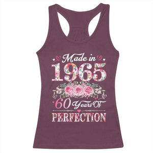 Happy 60th Birthday Floral Racerback Tank Top Made In 1965 60 Years of Perfection TS02 Maroon Print Your Wear